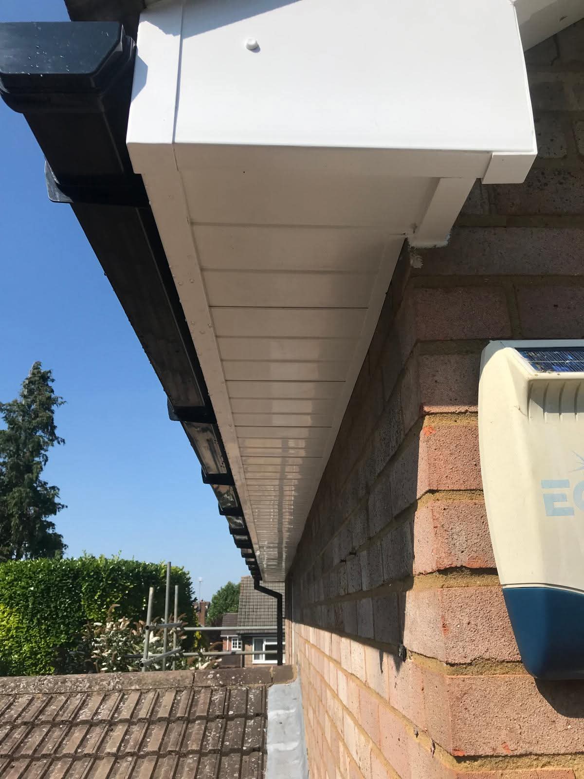 Guttering along fascia board